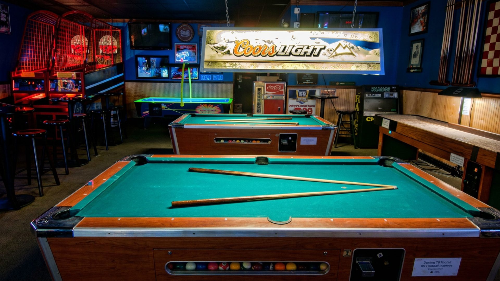 Pool tables and a full game room