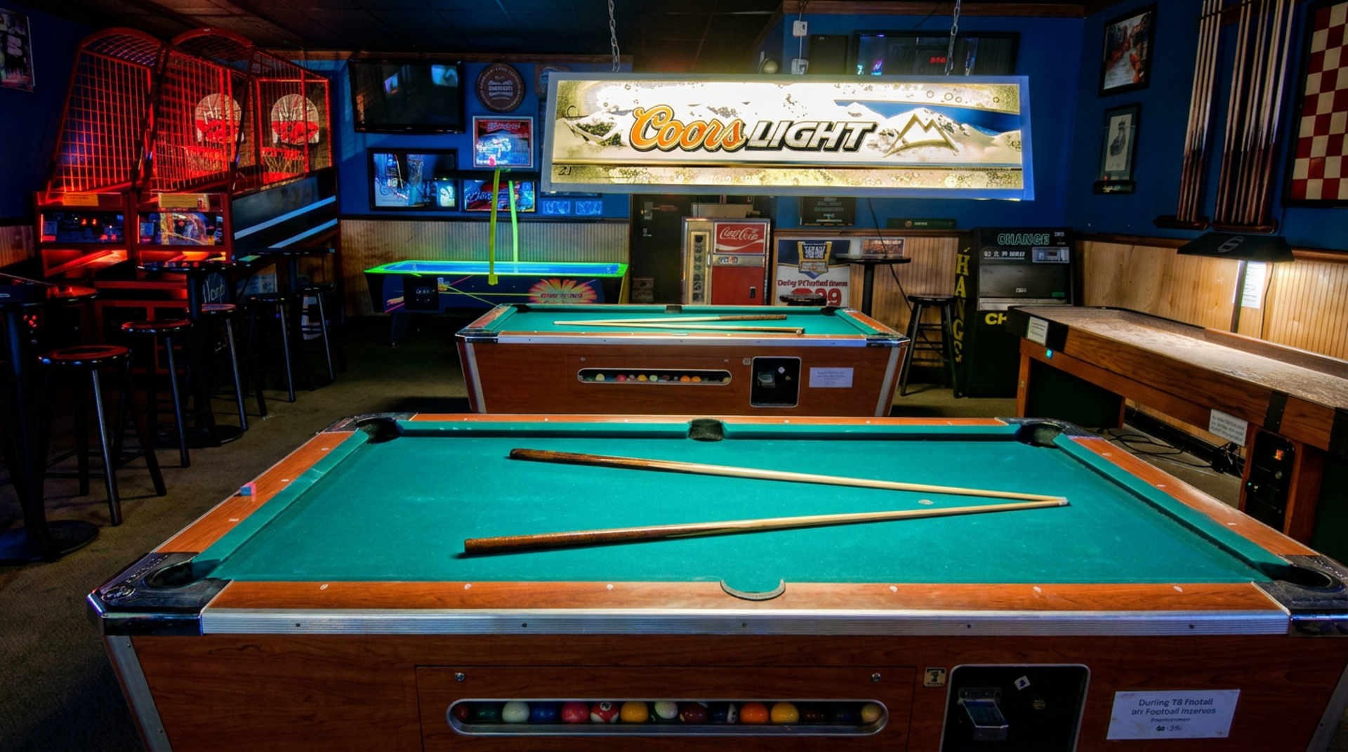 Pool tables and a full game room